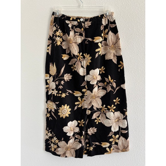 Alfred Dunner Skirt Womens 6P Black Floral Linen Midi Vintage Career Coastal - Picture 2 of 7